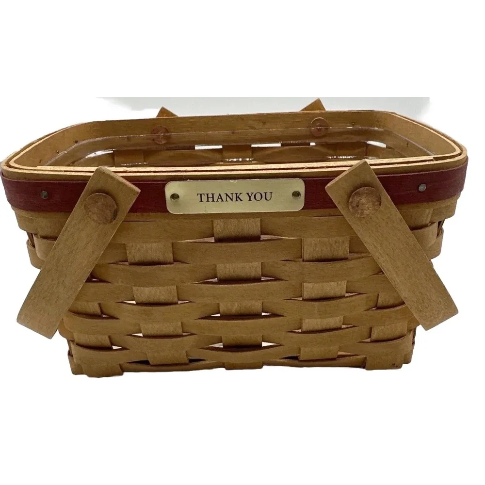 Longaberger 2005 Thank You‎ Basket Plastic Liner Handmade Woven Vintage 21-10